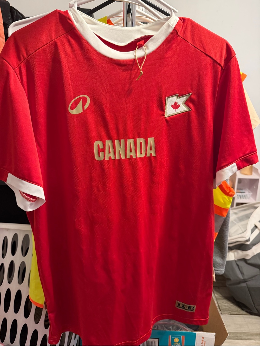 Canada Red Men's Soccer Jersey with White Trim